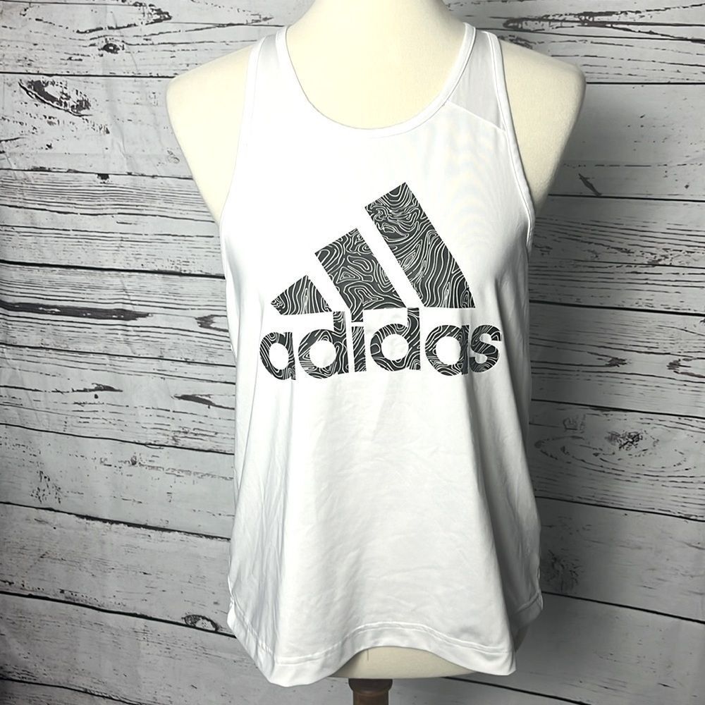 Adidas White Racerback Athletic Tank Top